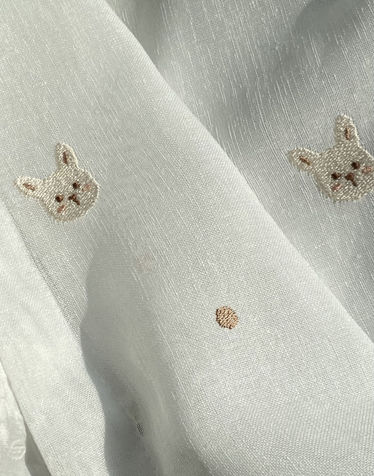 [맞춤] 베어래빗 곰 토끼 자수 아이방 귀여운 자수 고급 화이트 속커튼 3types