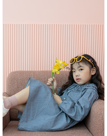 COTTON STRIPE DRESS DARK NAVY
