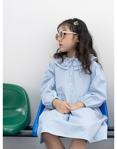 COTTON STRIPE DRESS LIGHT BLUE