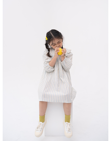 COTTON BIG COLLAR VOLUME DRESS GREEN
