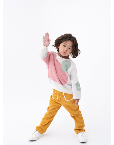 CORDUROY SEMI FLARED  PANTS YELLOW
