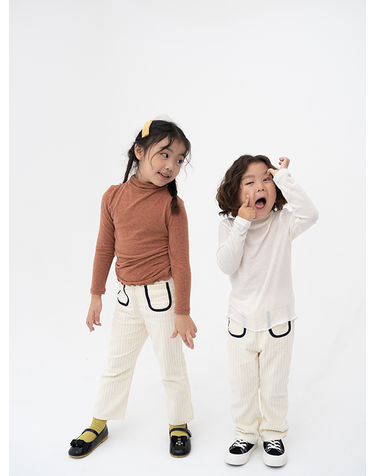 CORDUROY SEMI FLARED  PANTS CREAM