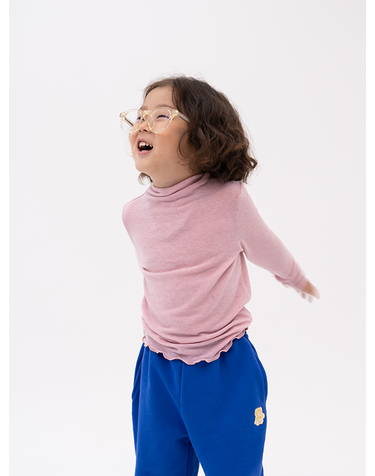 MOCK NECK SHIRRING JERCEY TOP PINK