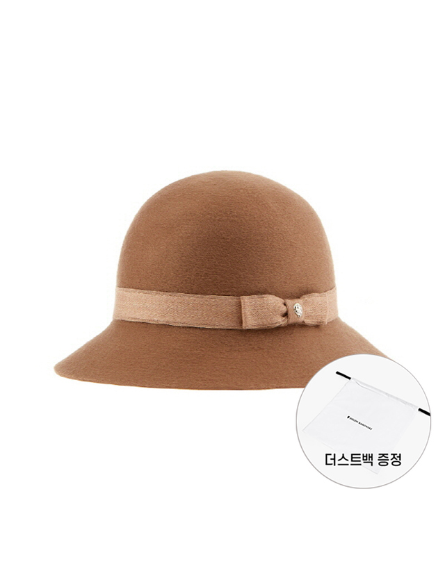 헬렌카민스키 헬렌카민스키 HAT51463 CA 알프레다 6 카멜 리본 캐시미어 클로슈 버킷햇 착용컷