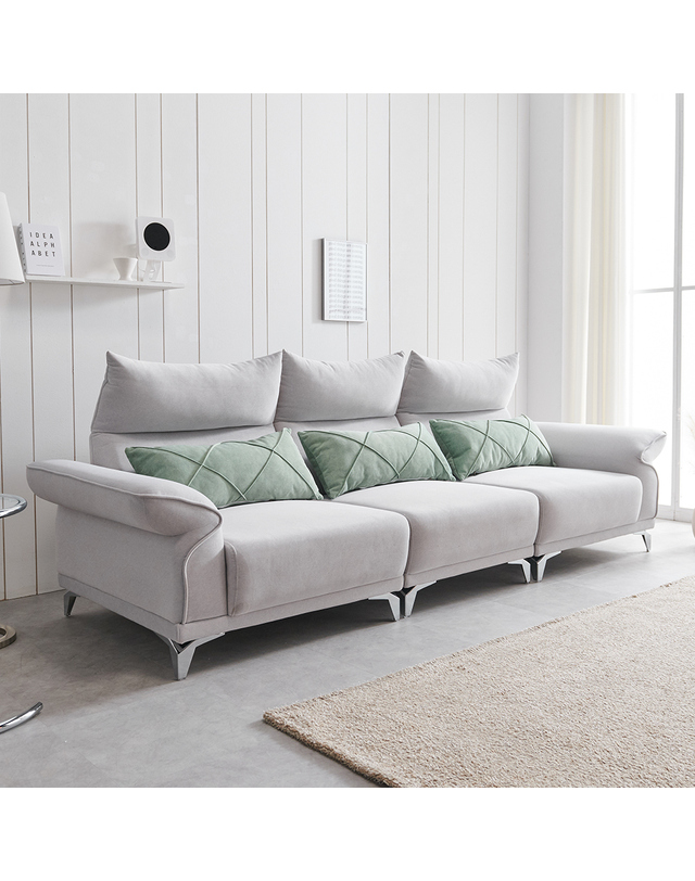 가구의가치 올라프 4인용 아쿠아 텍스 조야 패브릭 소파 착용컷