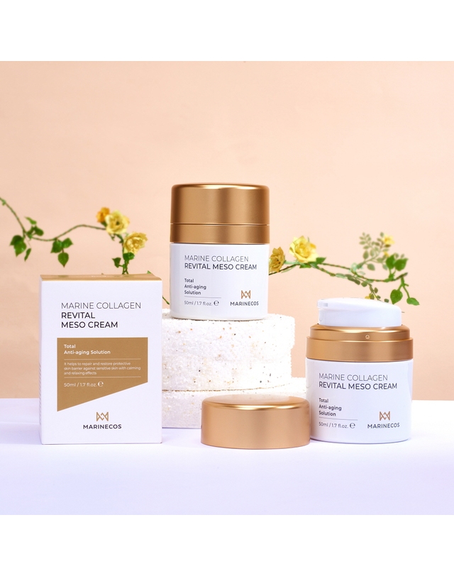 마린코스 MARINECOS 마린콜라겐 리바이탈 메조 크림 골드 착용컷