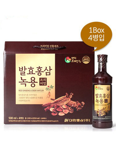 [대한홍삼] 발효홍삼 녹용프리미엄 500mlx4병