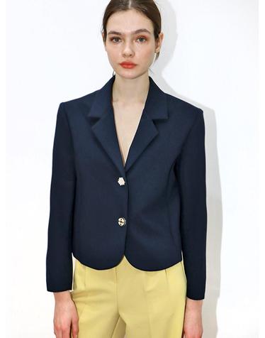 진주 투버튼 네이비 크롭 자켓 _ Pearl Two Button Navy Crop JK