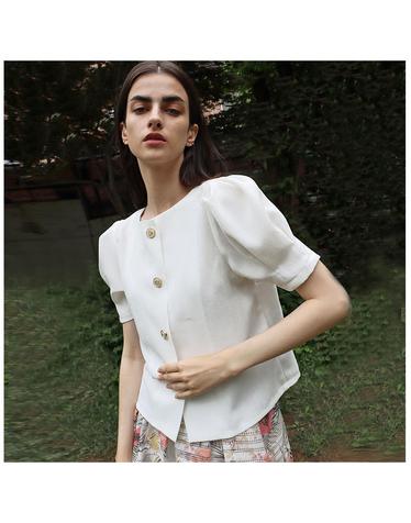 리버시블 린넨 화이트 블라우스_ Reversal Linen White BL