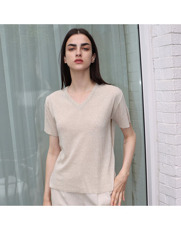 린넨 브이넥 베이지 니트_Linen V-neck Beige NT