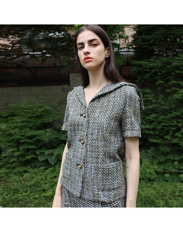 세일러 트위드 블랙 자켓_Sailor collar Tweed Black JK