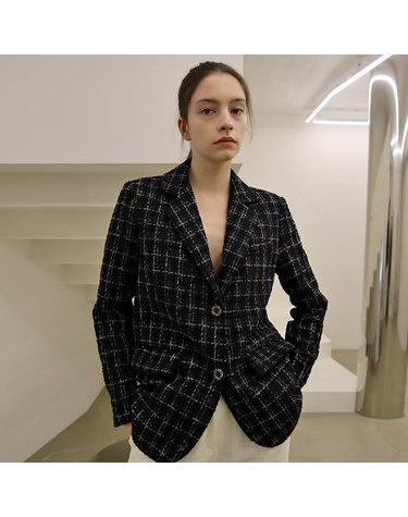 데미지니모닉 체크 트위드 블랙 자켓 _ Check Tweed Black JK
