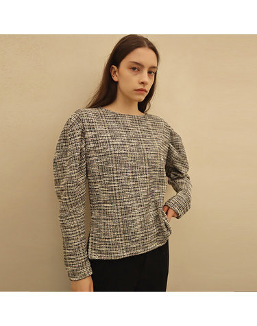 트위드 퍼프 블랙 티셔츠_Tweed Puff Black TS