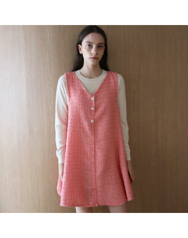 트위드 핑크 베스트 원피스 _ Tweed Pink Vest OP