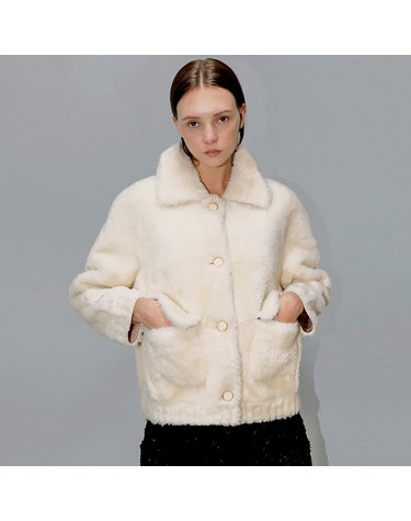 양털 아이보리 무스탕 _ Curling Ivory Shearling JK
