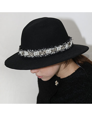 울100 진주 블랙 페도라 _ Wool 100 Pearl Black Fedora