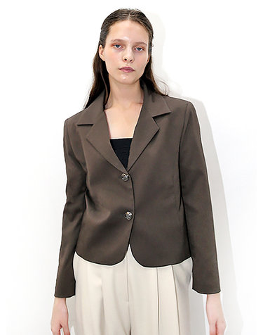 투버튼 브라운 크롭 자켓 _ Two Button Brown Crop JK