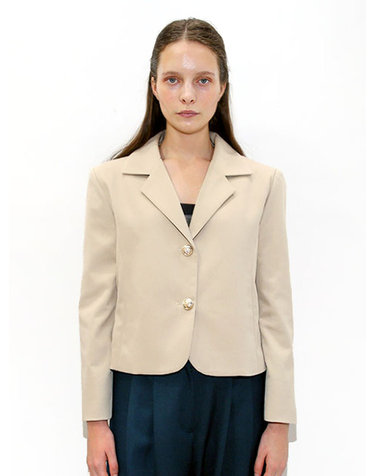 투버튼 베이지 크롭 자켓 _ Two Button Beige Crop JK