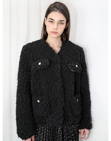 브이넥 양털 블랙 자켓 _ V-neck Wool Black JK