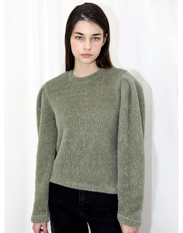 퍼프퍼 니트 카키 티셔츠_ Puff Fur Knit KK TS