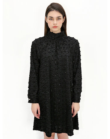 터틀넥 글리터 블랙 원피스_Turtleneck Glitter Black OP
