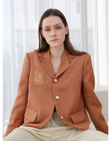 린넨 포켓 자수 브라운 자켓_ Linen Embroidery Brown JK