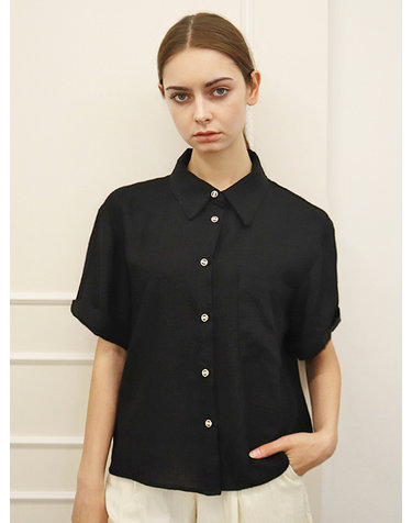 린넨 50 블랙 카라 셔츠_ Linen50 Black Shirt