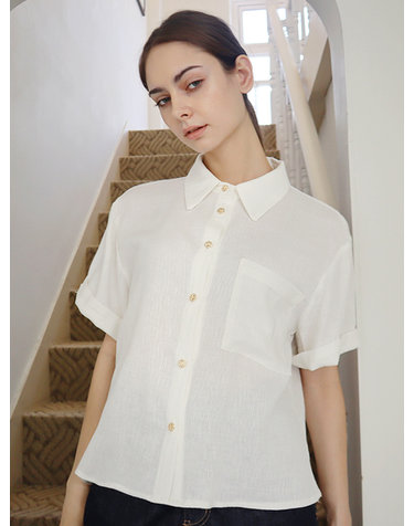 린넨 50 화이트 카라 셔츠_ Linen50 White Shirt