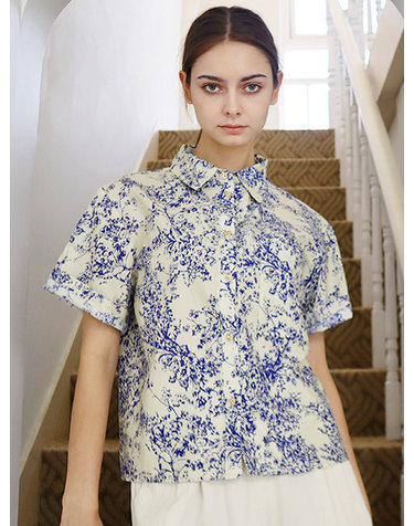 코튼100 보타닉 블루 셔츠_ Cotton100 Botanic Blue Shirt