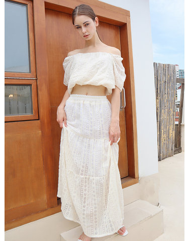 레이스 밴딩 아이보리 스커트_Lace Banding Ivory SK