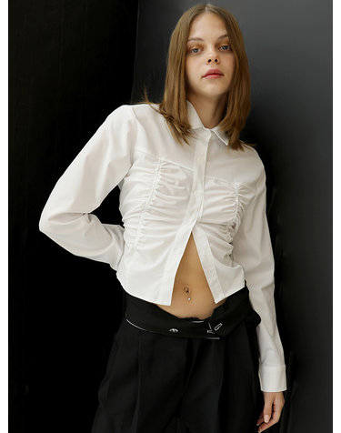 데미지니모닉 크리스 코튼 화이트 셔츠_ Crease Cotton White Shirt