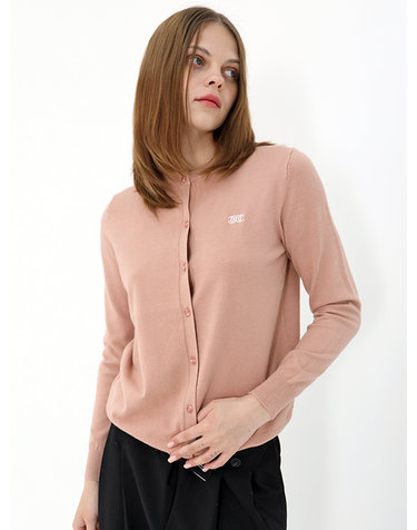 데미지니모닉 로고 울 인디핑크 가디건 _ Logo Wool Pink Gardigan