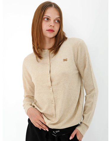 로고 울 오트밀 가디건 _ Logo Wool Oatmeal Gardigan