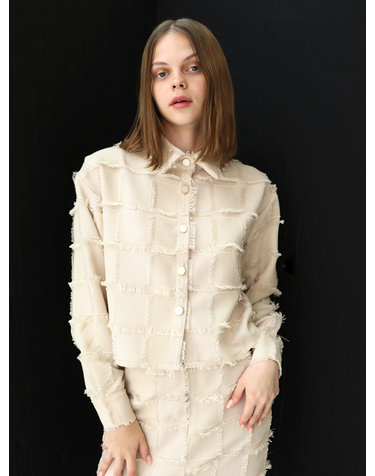 프린지 베이지 크롭 셔츠 _ Fringe Beige Crop Shirt
