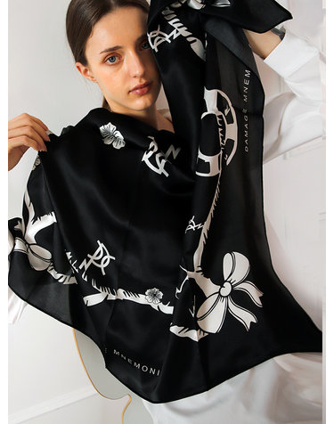 실크100 블랙 주얼 스카프 90cmx90cm_Silk100 Blck Jewel Scarf