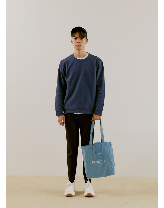 패니제로 [코듀로이 에코백] CORDUROY ECO BAG -Blue 아이보리 착용컷
