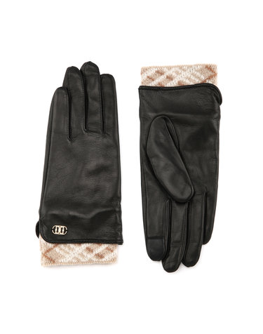 [LUXURY LEATHER][염소가죽]블랙 체크 배색 장갑