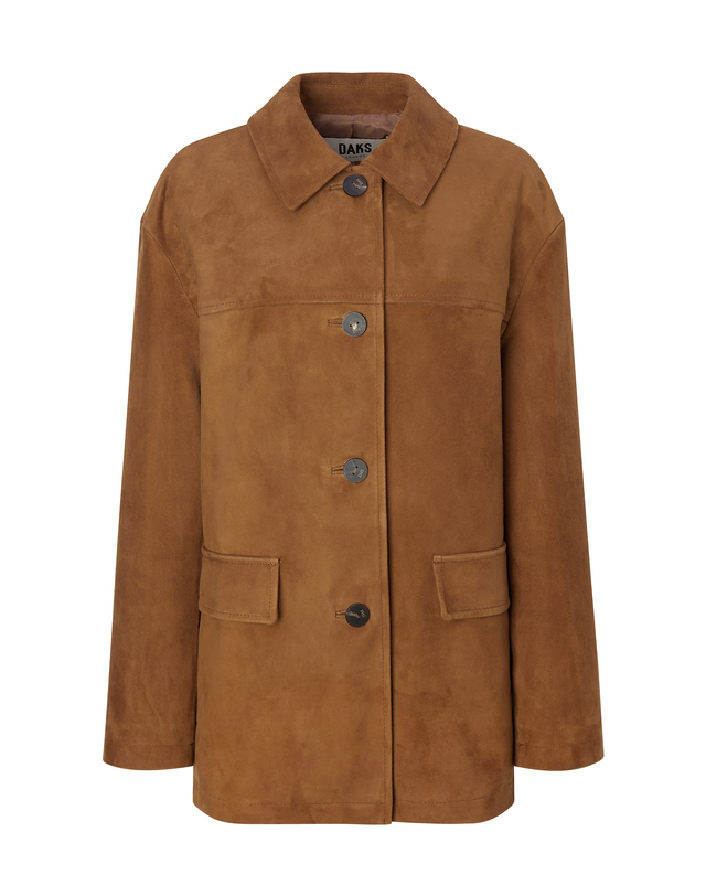 닥스 여성 [LUXURY LEATHER][염소가죽]카멜 스웨이드 자켓 캐멀 착용컷