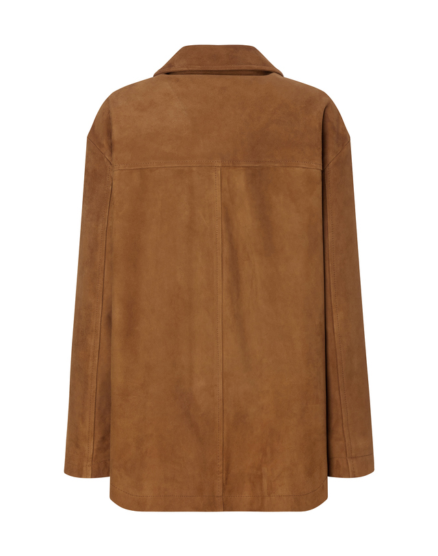 닥스 여성 [LUXURY LEATHER][염소가죽]카멜 스웨이드 자켓 캐멀 착용컷