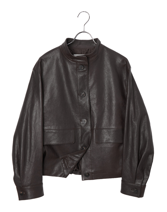 닥스 여성 [LUXURY LEATHER][양가죽]다크브라운 포켓 배색 셔켓형 가죽 자켓 진한 브라운 상세
