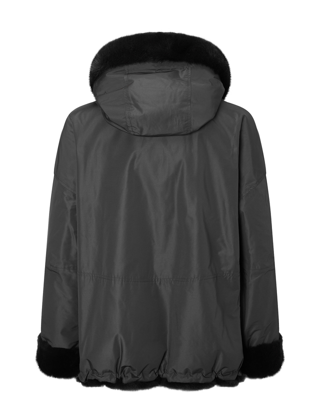 닥스 여성 [LUXURY FUR][밍크·위즐][리버시블]다크브라운 후드 하프 코트 진한 브라운 상세