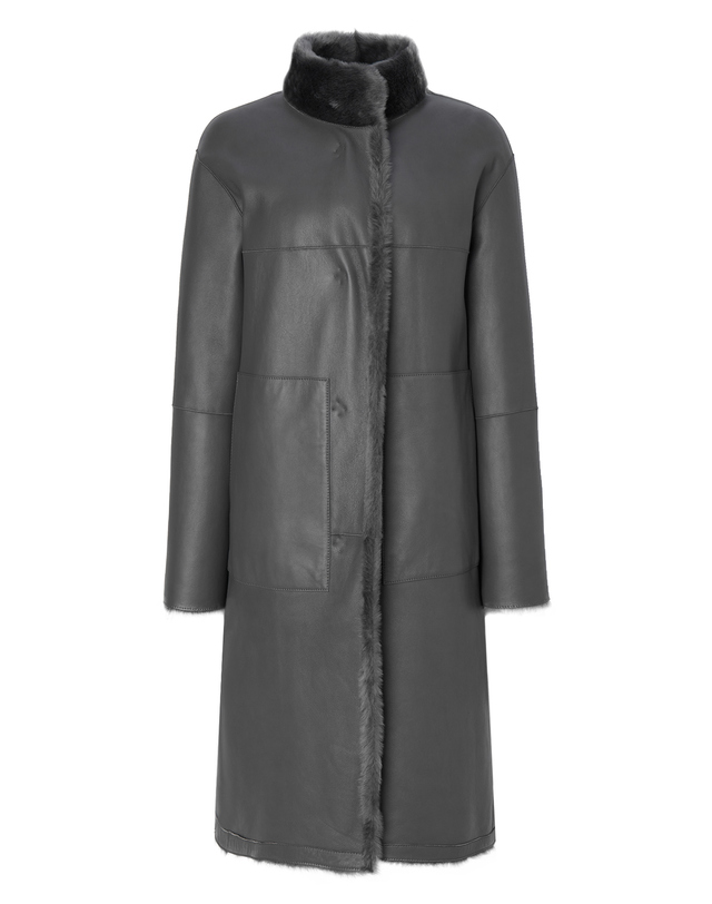 닥스 여성 [LUXURY FUR][양모피][리버시블]차콜그레이 롱 무스탕 차콜 그레이 착용컷