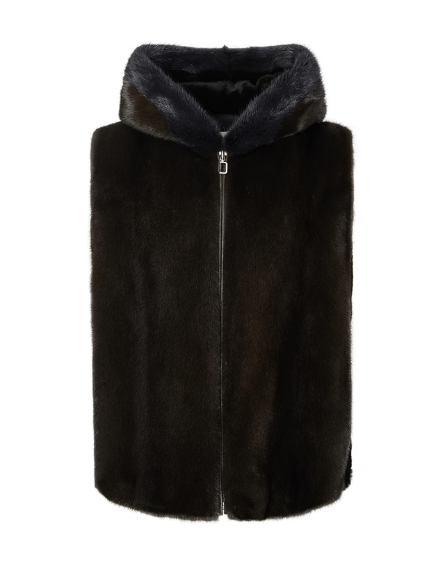 닥스 여성 [LUXURY FUR][밍크·위즐]블랙 후드 집업 베스트 착용컷