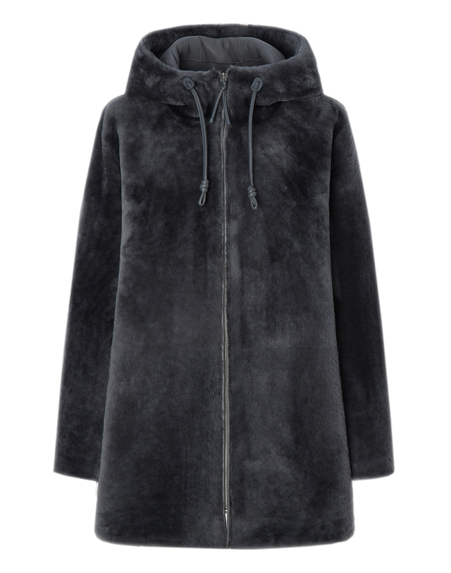 닥스 여성 [LUXURY FUR][양모피]네이비 후드 집업 하프 무스탕 착용컷
