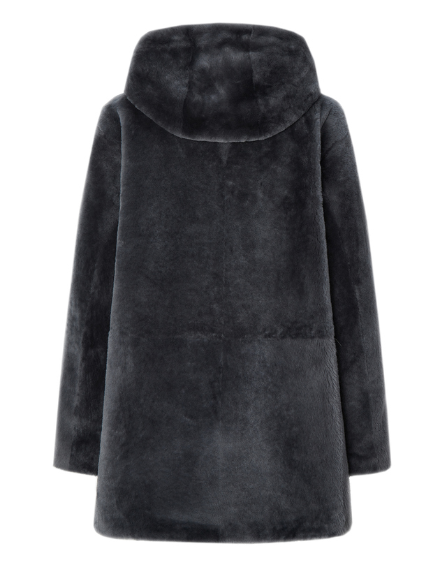 닥스 여성 [LUXURY FUR][양모피]네이비 후드 집업 하프 무스탕 착용컷