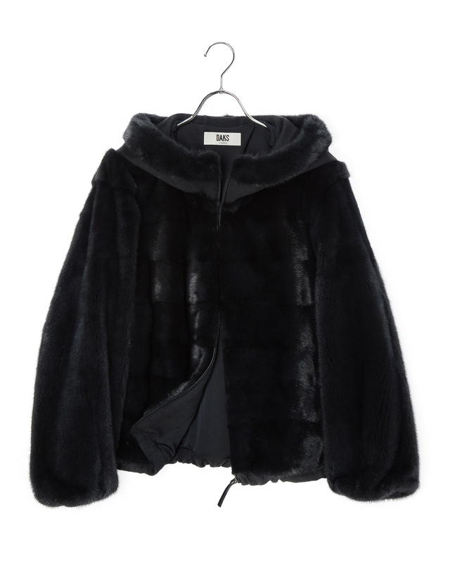 닥스 여성 [LUXURY FUR][밍크]다크그레이 후드 집업 점퍼형 숏 코트 진한 그레이 상세