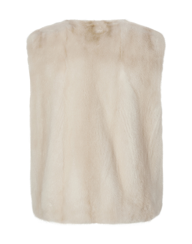 닥스 여성 [LUXURY FUR][밍크]베이지 포켓 배색 집업 베스트 착용컷