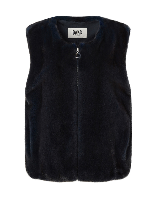 닥스 여성 [LUXURY FUR][밍크]네이비 포켓 배색 집업 베스트 착용컷