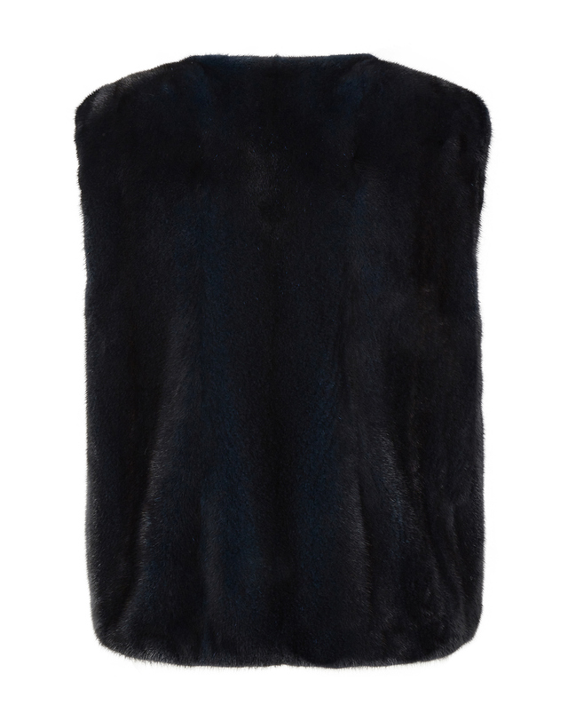 닥스 여성 [LUXURY FUR][밍크]네이비 포켓 배색 집업 베스트 착용컷