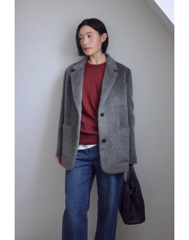 [단독/ALPACA WOOL]차콜그레이 헤어리 울알파카 테일러드 자켓